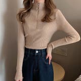 リブタイトニット モックネックリングハーフジップ付き ジャストサイズ | Beststore | 詳細画像8 