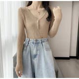 ボタン付 長袖リブニットトップス レディース | Beststore | 詳細画像2 