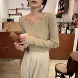 キーネックリブニット 長袖 デコルテ綺麗見せ レディース | Beststore | 詳細画像13 