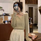 キーネックリブニット 長袖 デコルテ綺麗見せ レディース | Beststore | 詳細画像16 