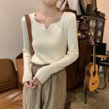 キーネックリブニット 長袖 デコルテ綺麗見せ レディース | Beststore | 詳細画像5 