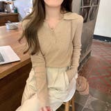 ポロ襟付き Vネックリブニット トップス レディース | Beststore | 詳細画像6 