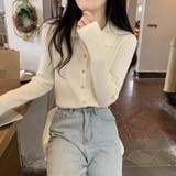 ポロ襟付き Vネックリブニットセーター カーディガン 長袖スリム | Beststore | 詳細画像12 