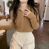 ポロ襟付き Vネックリブニットセーター カーディガン 長袖スリム | Beststore | 詳細画像21 