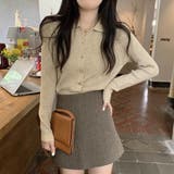 ポロ襟付き Vネックリブニットセーター カーディガン 長袖スリム | Beststore | 詳細画像1 