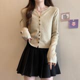 ゴールドボタンキーネックカーディガン | Beststore | 詳細画像1 