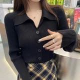 ポロ襟付き リブニットカーディガン | Beststore | 詳細画像1 