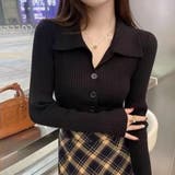 ポロ襟付き リブニットカーディガン | Beststore | 詳細画像2 