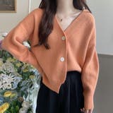 オレンジ | フェミニン ニットカーディガン ゆったり レディース | Beststore
