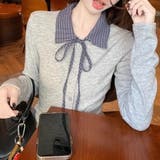 チェックカラー襟付きリブニットカーディガン ボウタイ リボン  | Beststore | 詳細画像8 