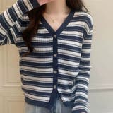 マルチボーダー柄 Vネックカーディガン長袖 | Beststore | 詳細画像9 