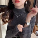 ダークグレー | 裏起毛リブニットトップス タートルネックニット ハイネックプルオーバー 厚手 | Beststore