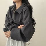 ダークグレー | 「大人カジュアル」 襟付きジップアップ ウールライクショート丈 | Beststore