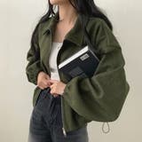 カーキ | 「大人カジュアル」 襟付きジップアップ ウールライクショート丈 | Beststore