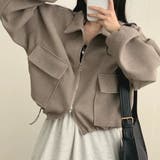 「大人カジュアル」 襟付きジップアップ ウールライクショート丈 | Beststore | 詳細画像2 