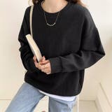ブラック | 【こなれ感】ゆったりワッフル プルオーバー 長袖 トップス（全3色） | Beststore