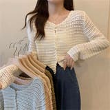 涼やかフェミニン。透かし編みクロップドカーディガン トップス サマーニット | Beststore | 詳細画像1 