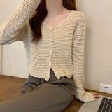 涼やかフェミニン。透かし編みクロップドカーディガン トップス サマーニット | Beststore | 詳細画像9 