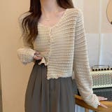 涼やかフェミニン。透かし編みクロップドカーディガン トップス サマーニット | Beststore | 詳細画像11 