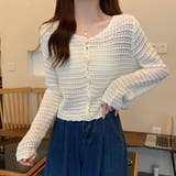 涼やかフェミニン。透かし編みクロップドカーディガン トップス サマーニット | Beststore | 詳細画像4 