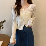 涼やかフェミニン。透かし編みクロップドカーディガン トップス サマーニット | Beststore | 詳細画像6 