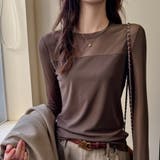 ブラウン | 【トレンド感抜群】シアードッキング クルーネック 長袖カットソー | Beststore