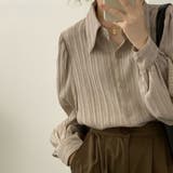 大人レディな縦シワ加工 楊柳シフォンブラウス パフスリーブシャツ 落ち感 | Beststore | 詳細画像8 