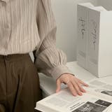 大人レディな縦シワ加工 楊柳シフォンブラウス パフスリーブシャツ 落ち感 | Beststore | 詳細画像10 