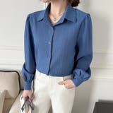 大人レディな縦シワ加工 楊柳シフォンブラウス パフスリーブシャツ 落ち感 | Beststore | 詳細画像19 