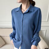 大人レディな縦シワ加工 楊柳シフォンブラウス パフスリーブシャツ 落ち感 | Beststore | 詳細画像21 