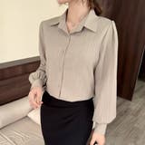 大人レディな縦シワ加工 楊柳シフォンブラウス パフスリーブシャツ 落ち感 | Beststore | 詳細画像25 