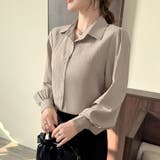 大人レディな縦シワ加工 楊柳シフォンブラウス パフスリーブシャツ 落ち感 | Beststore | 詳細画像26 