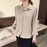 大人レディな縦シワ加工 楊柳シフォンブラウス パフスリーブシャツ 落ち感 | Beststore | 詳細画像27 