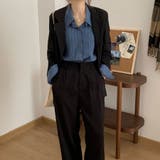 大人レディな縦シワ加工 楊柳シフォンブラウス パフスリーブシャツ 落ち感 | Beststore | 詳細画像4 