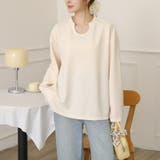 【シンプルでこなれ感】ワッフル素材 キーネック長袖プルオーバー ゆったりシルエッ… | Beststore | 詳細画像4 