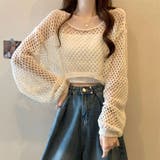 アイボリー | 透かし編み クロップド ニット | Beststore