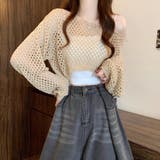 ベージュ | 透かし編み クロップド ニット | Beststore