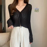 ブラック | シアートップス 薄手カーディガン Vネック | Beststore