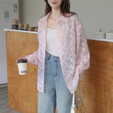 ピンク | フラワーカットジャガード シアーオーバーシャツ 冷房対策 紫外線対策 | Beststore