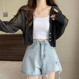 パールボタン シアーボレロカーディガン フリル袖 | Beststore | 詳細画像2 
