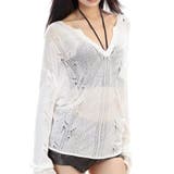 シースルー ゆるダボ ニット トップス サマーニット クラッシュ加工 長袖 | Beststore | 詳細画像3