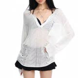 シースルー ゆるダボ ニット トップス サマーニット クラッシュ加工 長袖 | Beststore | 詳細画像4