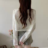 クロシェ風 メッシュ かぎ編み ニット トップス ショート丈 長袖 透け感 | Beststore | 詳細画像10