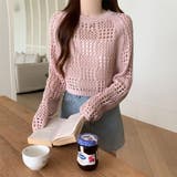クロシェ風 メッシュ かぎ編み ニット トップス ショート丈 長袖 透け感 | Beststore | 詳細画像19 