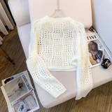 クロシェ風 メッシュ かぎ編み ニット トップス ショート丈 長袖 透け感 | Beststore | 詳細画像27