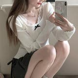 レース切り替え ダブルリボン リブカットソー | Beststore | 詳細画像4 