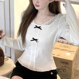 レース切り替え ダブルリボン リブカットソー | Beststore | 詳細画像8 