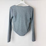 胸元レースアップ 長袖リブカットソー タイトトップス | Beststore | 詳細画像29 
