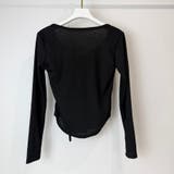 胸元レースアップ 長袖リブカットソー タイトトップス | Beststore | 詳細画像33 