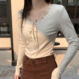 大人可愛い♪ フリル襟 リボン付き 長袖 Tシャツ カットソー 全3色 | Beststore | 詳細画像6 